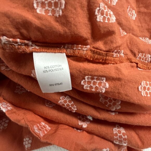 J. Jill Womens Rust Orange Floral 3/4 Sleeve Button-Front Peasant Top Blouse XL - Picture 4 of 9